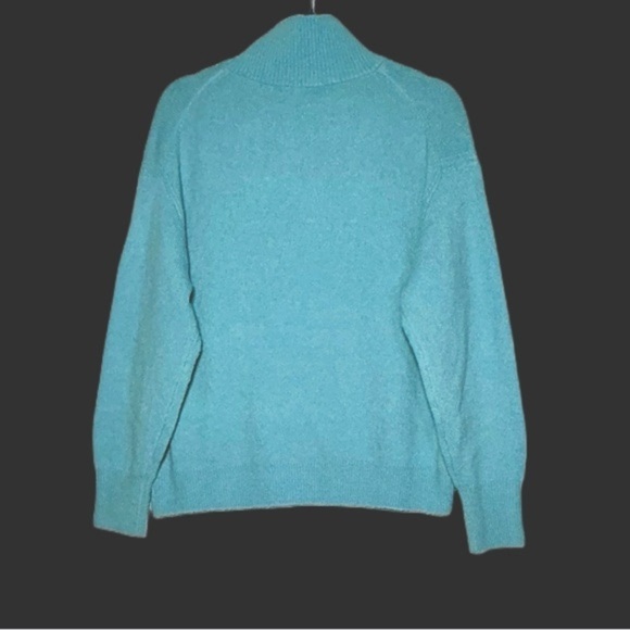 J. Crew Merino Wool Alpaca Blend Blue Half-Zip Stretch Sweater w/ Ribbed Trim, M - Picture 5 of 12